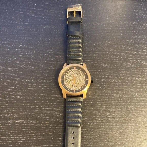 Kenneth Cole Men's Skeleton Dial Black Leather Watch - Picture 4 of 6